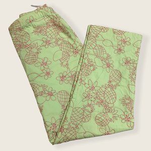 Lilly Pulitzer Fushcia Embroidered Pinapples on Lime Green Cotton Pants (0)